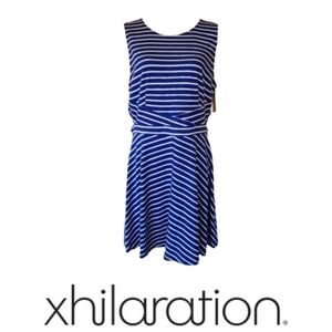NWT Side Cutout Skater Dress blue and white stripe